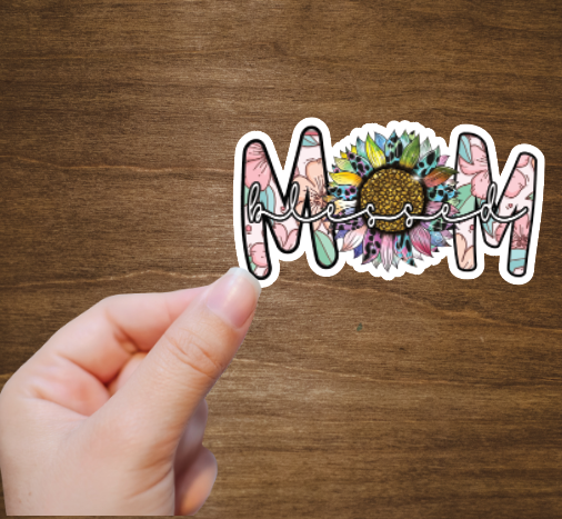 MOM Blessed Sunflower Vinyl Sticker Decal