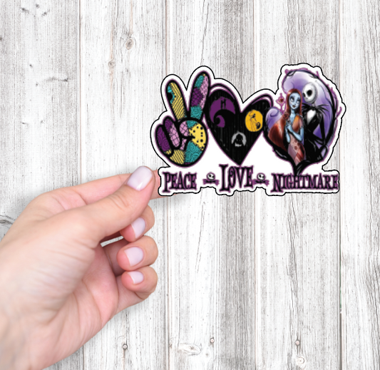 Peace Love Nightmare Vinyl Sticker Decal