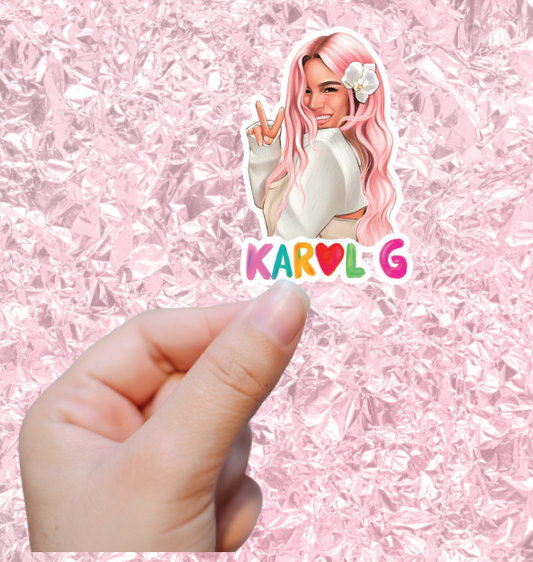 Karol G Pink Hair Vinyl Sticker Decal