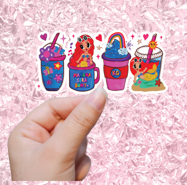 Karol G Mermaid Coffee Drink Vinyl Sticker Decal