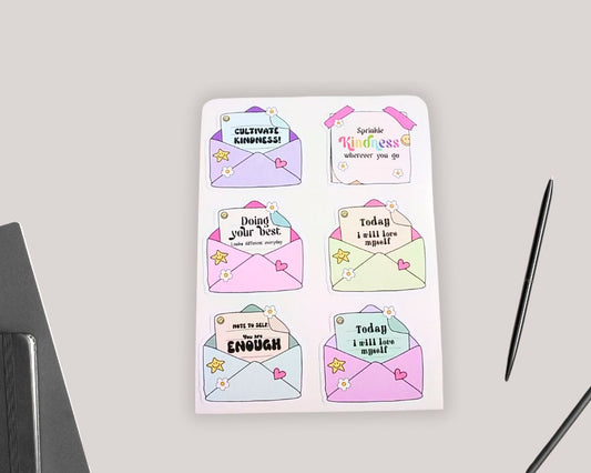 Self Care Kindness Mental Health Envelope Sticker Sheet