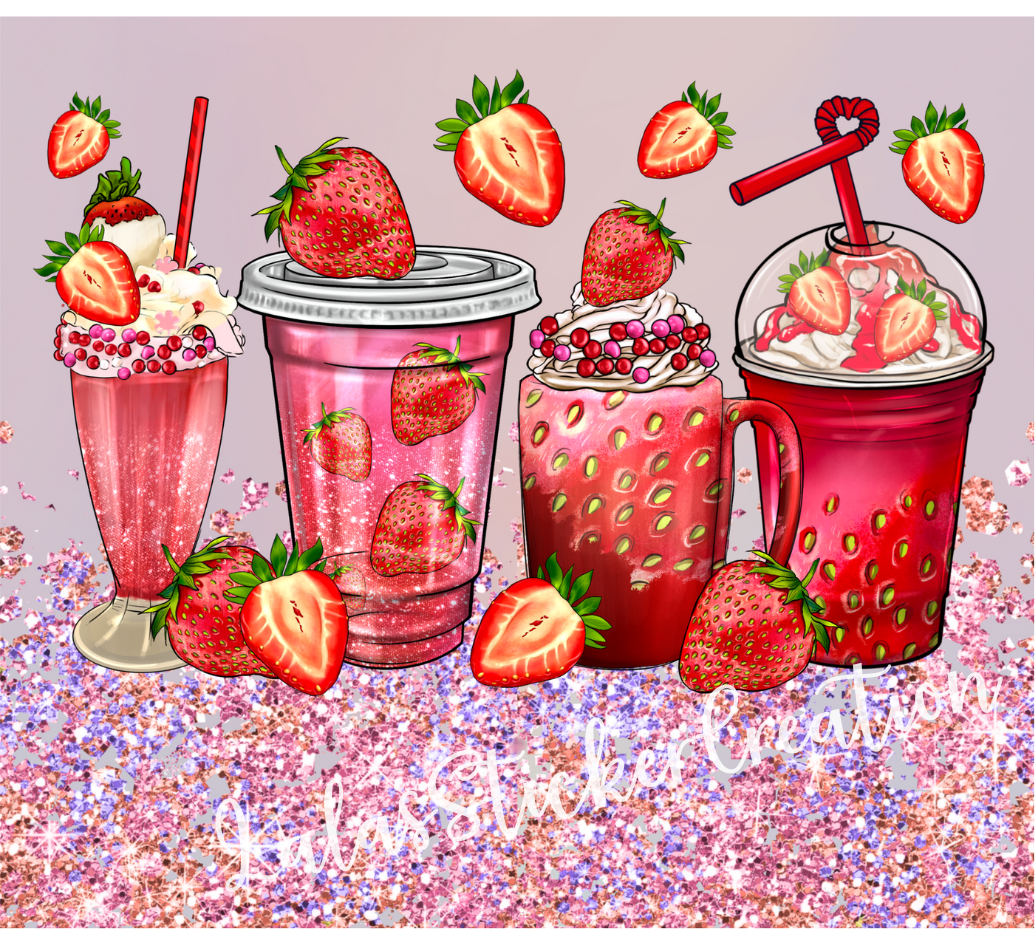 Fruit iced Drink Bundle of 3 20oz Tumbler Wrap PNG Digital Download