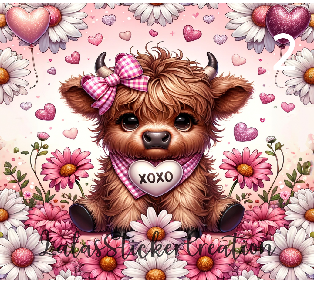 Baby Highland Cow Bundle of 4 20oz Tumbler Wrap PNG Digital Download