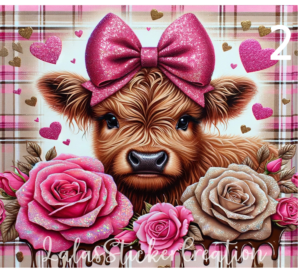 Highland Cow Bundle of 5 20oz Tumbler Wrap PNG Digital Download