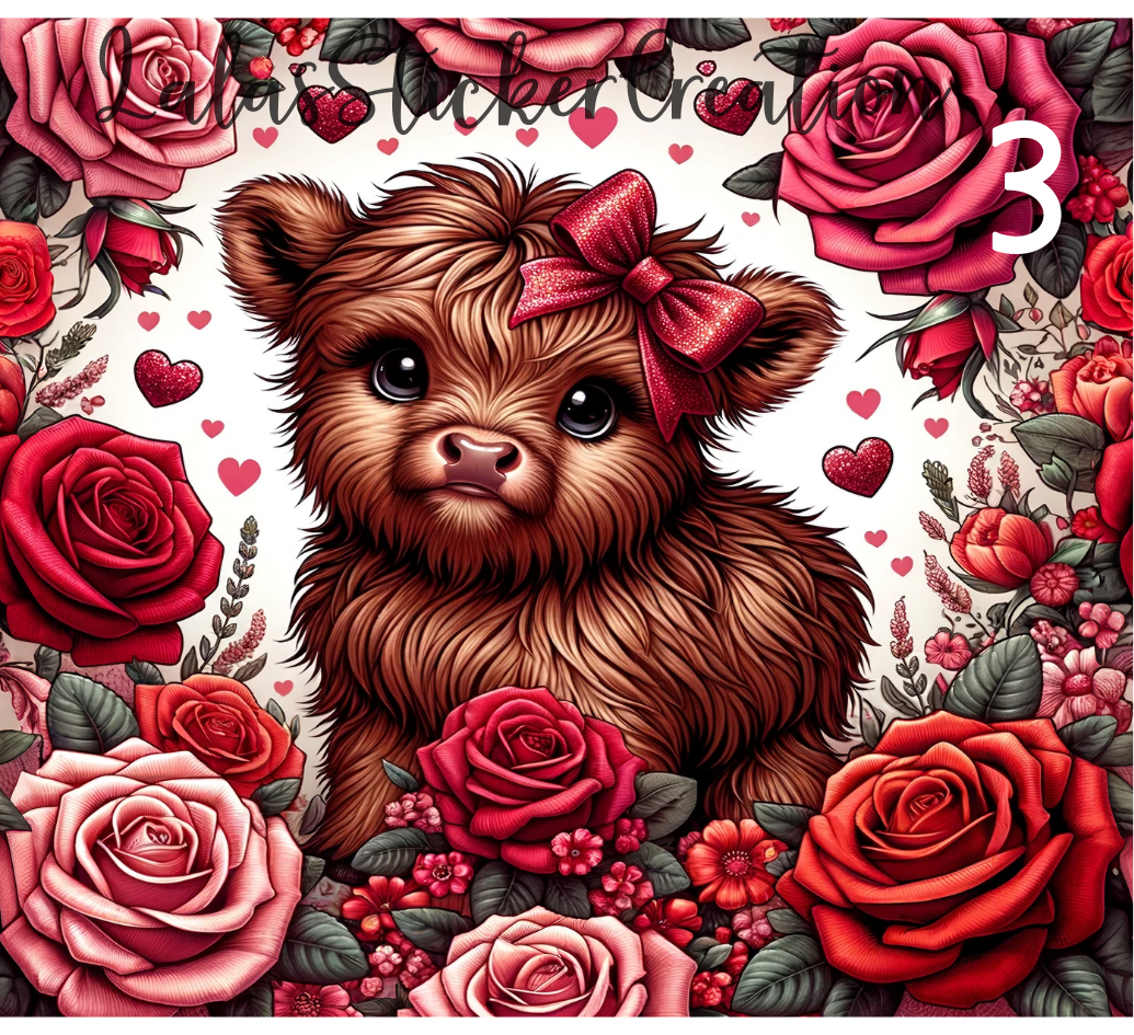 Baby Highland Cow Bundle of 4 20oz Tumbler Wrap PNG Digital Download