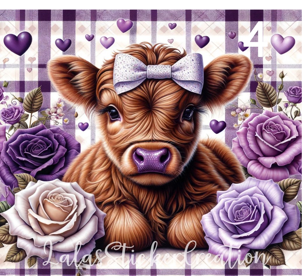 Highland Cow Bundle of 5 20oz Tumbler Wrap PNG Digital Download
