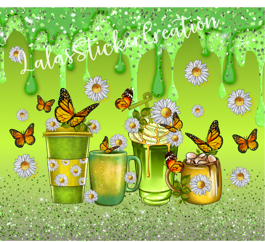 Iced Drink Bundle of 4-20oz Tumbler Wrap PNG Digital Download