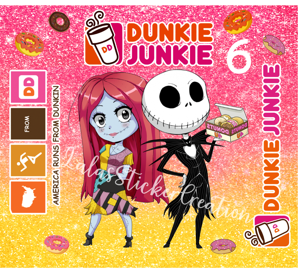 Dunkie Junkie Bundle of 7 20oz Tumbler Wrap PNG Digital Download