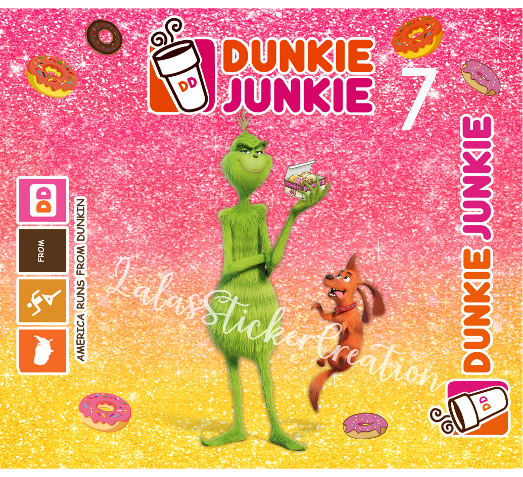 Dunkie Junkie Bundle of 7 20oz Tumbler Wrap PNG Digital Download