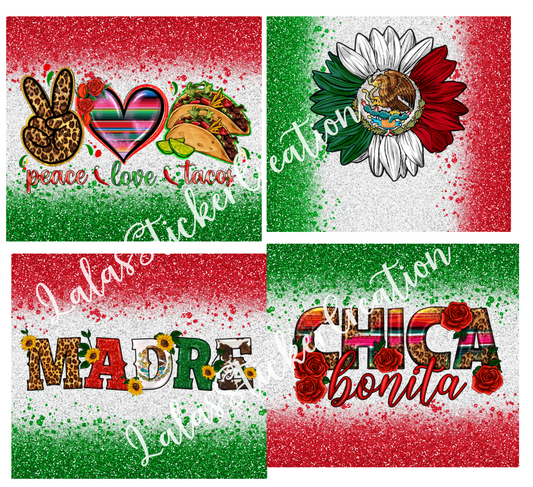 Mexico Designs Bundle of 4 20oz Tumbler Wrap PNG