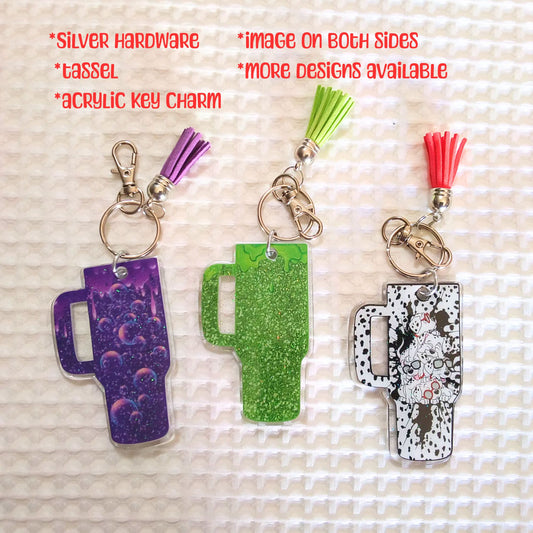 Tumbler Cup Acrylic Glitter Resin Tassel Keychain