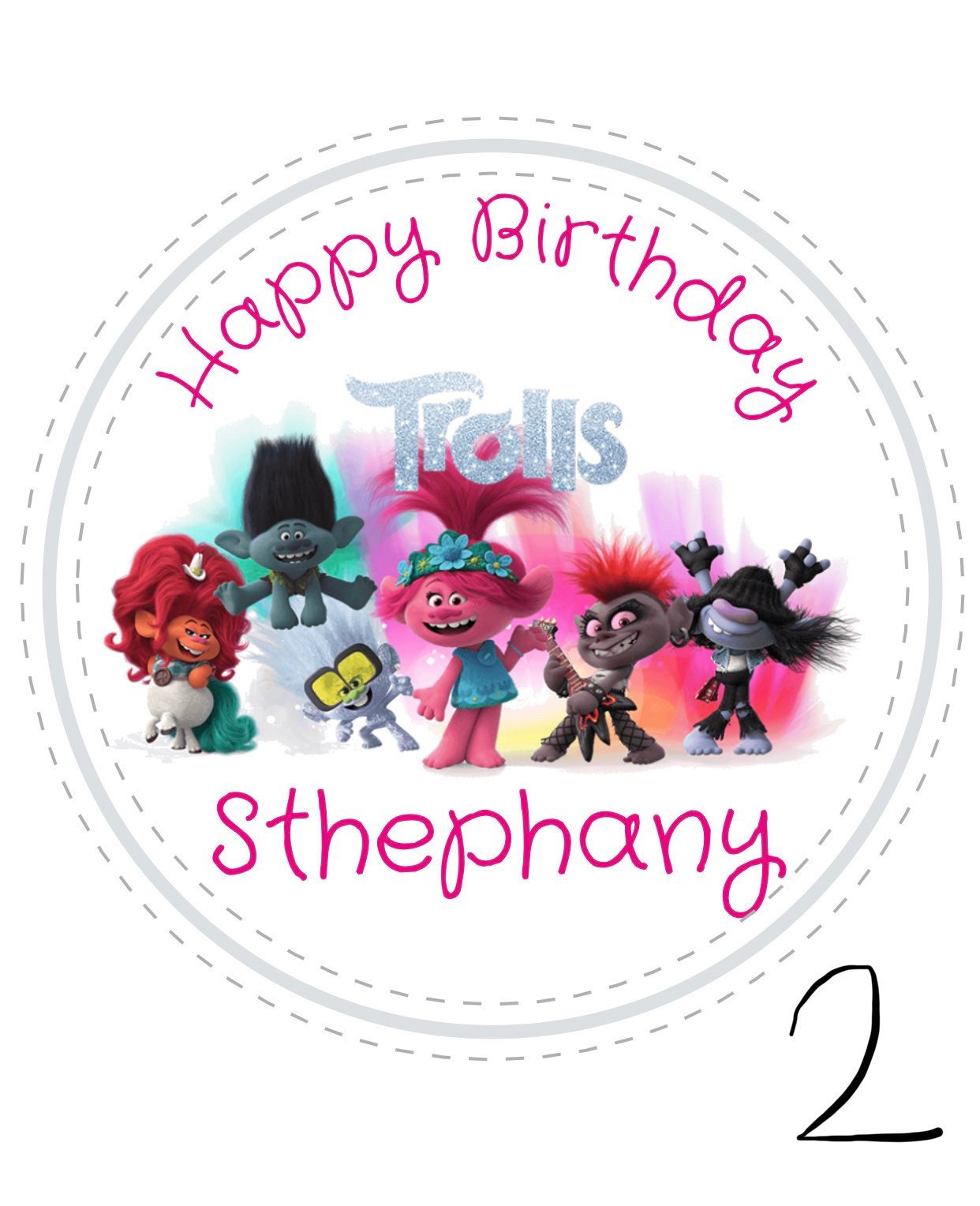 Trolls World Tour Poppy Custom/Personalized  Party Favor Sticker Labels