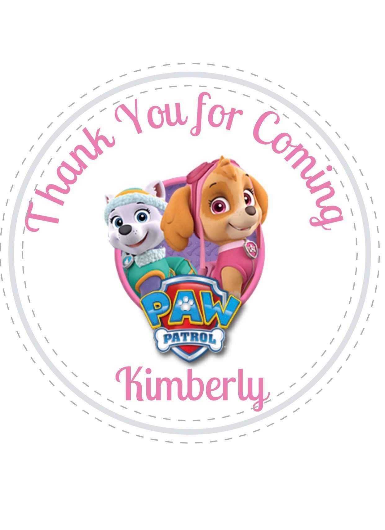 Paw Patrol Girls Custom/Personalized Party Favor Sticker Labels