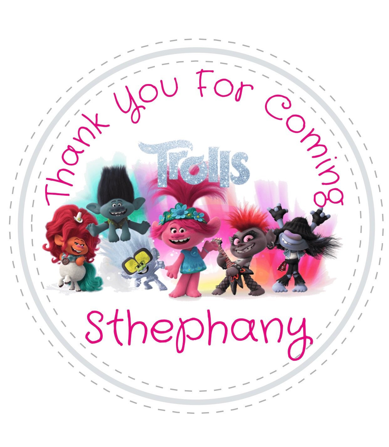 Trolls World Tour Poppy Custom/Personalized  Party Favor Sticker Labels