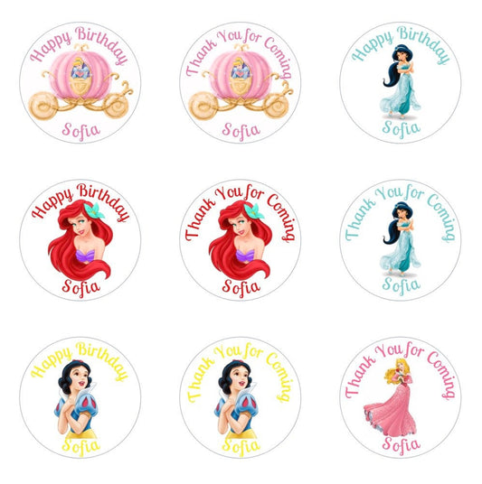 Disney Princess Personalized/Custom Party Favor Sticker Labels