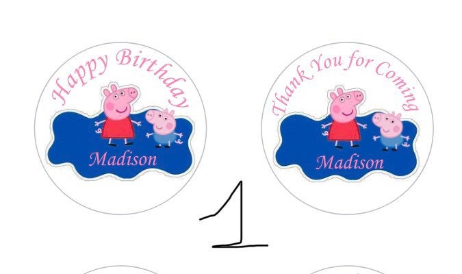 Peppa Pig Girls Custom Personalized Happy Birthday Party Favor Sticker Labels