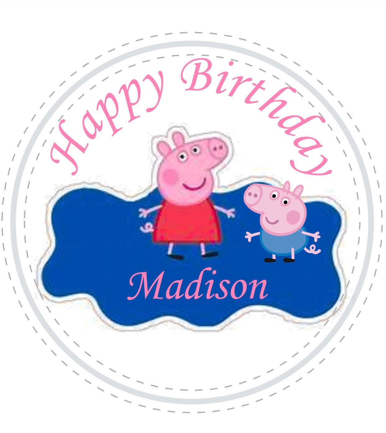 Peppa Pig Girls Custom Personalized Happy Birthday Party Favor Sticker Labels