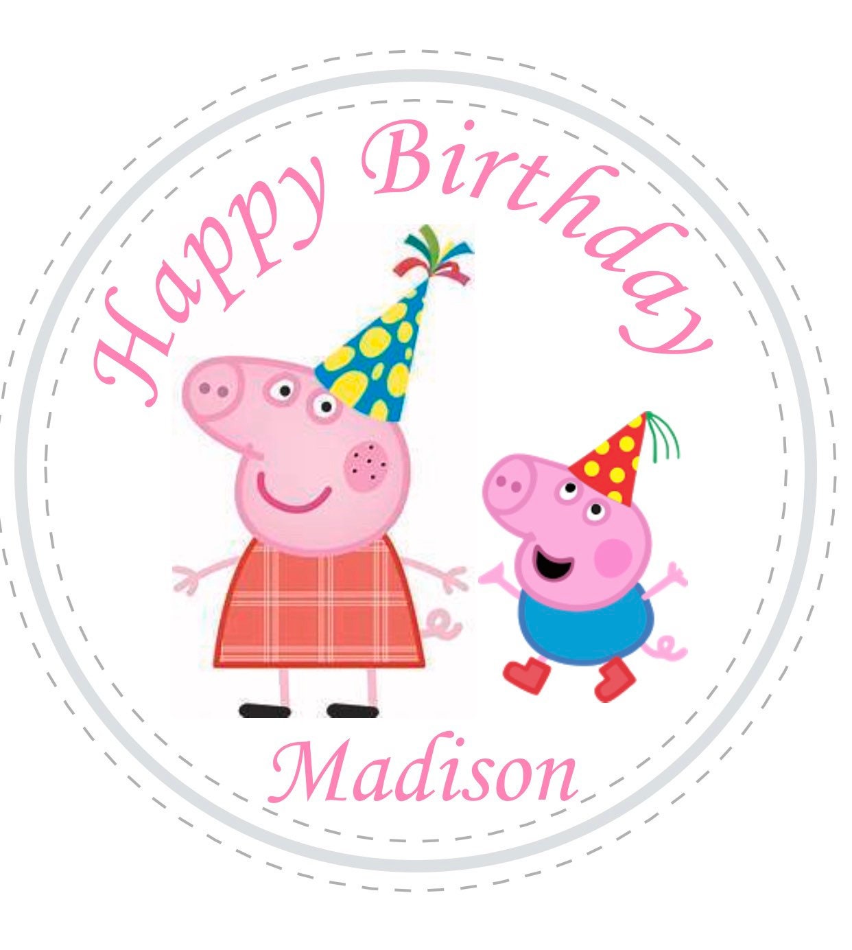 Peppa Pig Girls Custom Personalized Happy Birthday Party Favor Sticker Labels