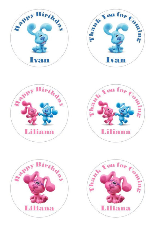 Blues Clues-Magenta Custom Personalized Party Favor Sticker Labels