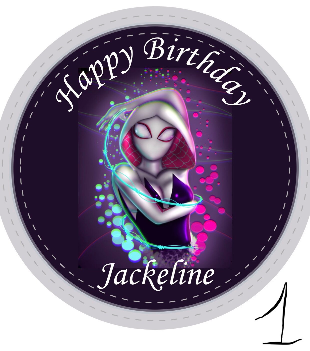 Spider Girl Gwen Custom Personalized Happy Birthday Party Favor Sticker Labels