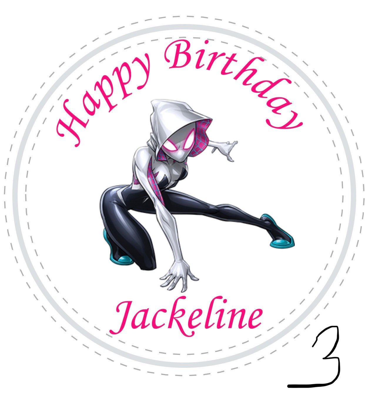 Spider Girl Gwen Custom Personalized Happy Birthday Party Favor Sticker Labels