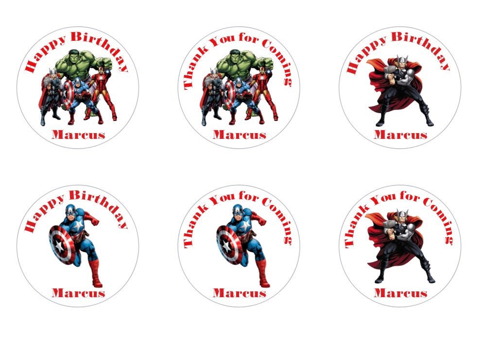 Avengers Custom Personalized Party Favor Sticker Labels