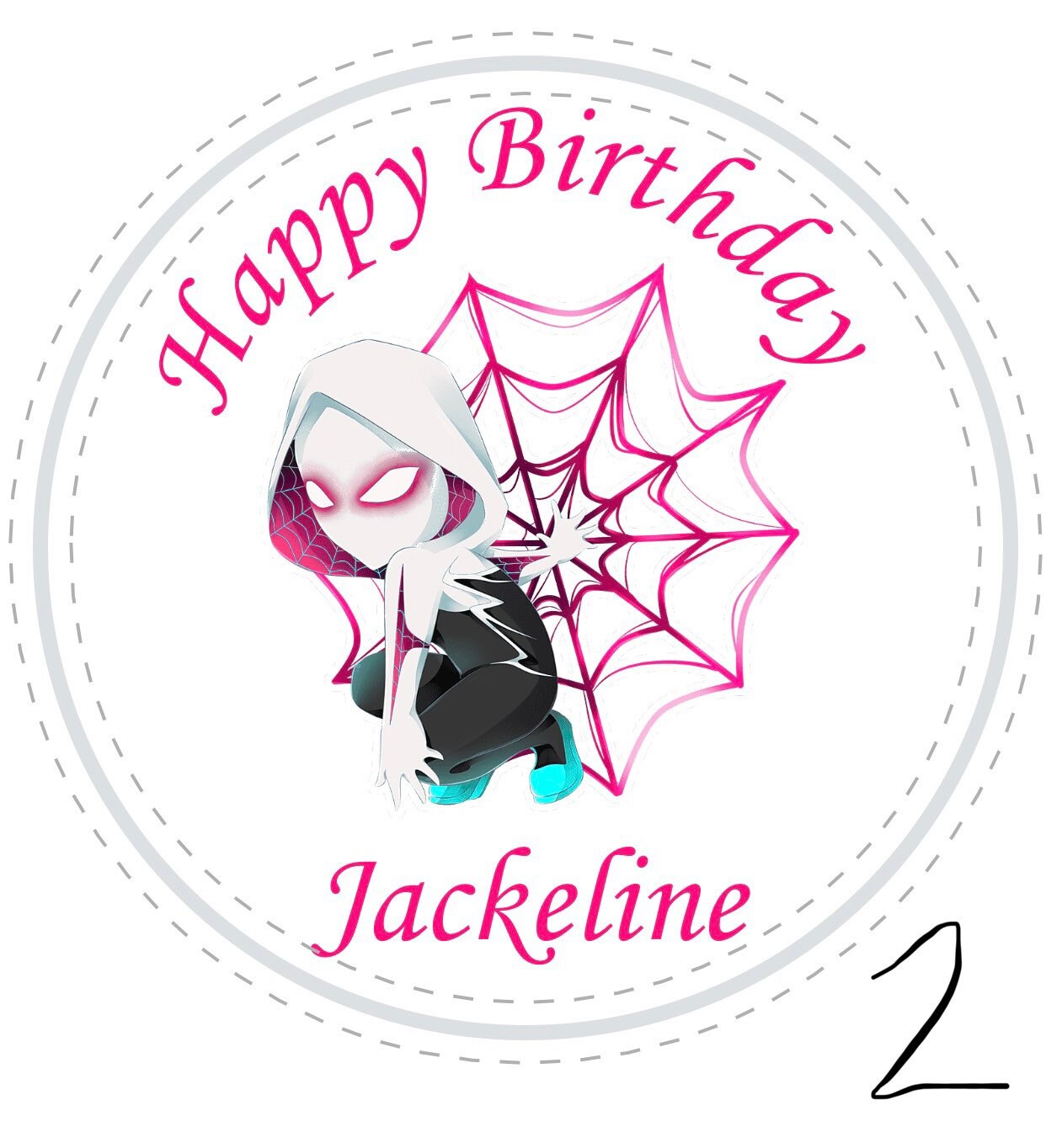 Spider Girl Gwen Custom Personalized Happy Birthday Party Favor Sticker Labels