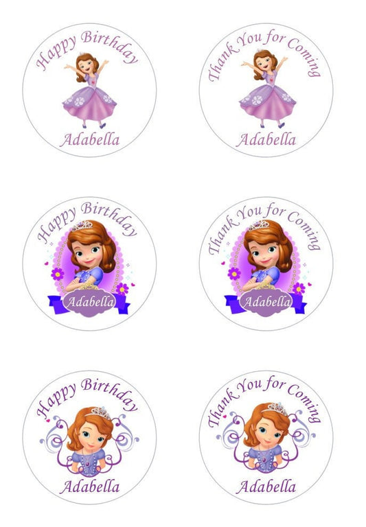 Sofia The First Girls  Birthday Custom Personalized Party Favor Sticker Labels